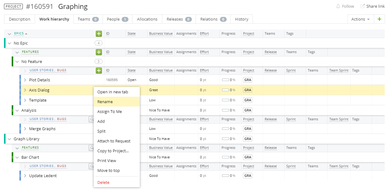 Backlog Overview | Targetprocess - Enterprise Agility Solution