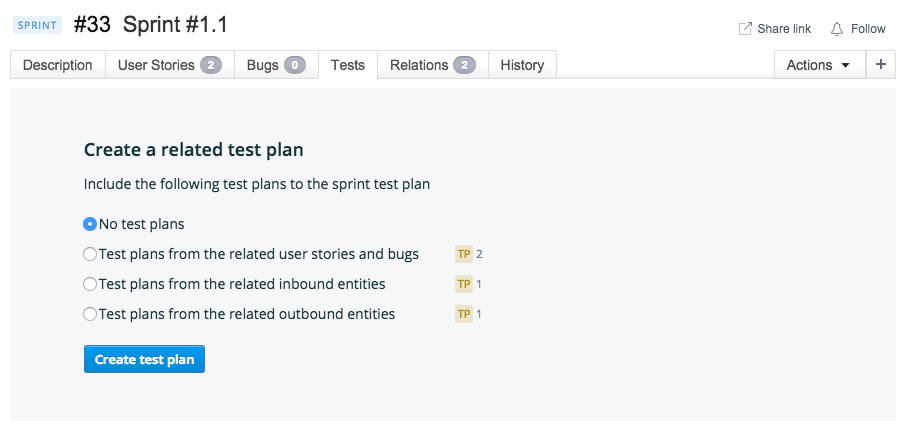 Entity Test Plan | Targetprocess - Enterprise Agility Solution