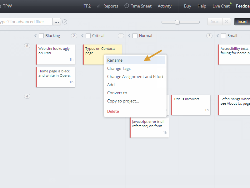Rename an Entity | Targetprocess - Enterprise Agility Solution